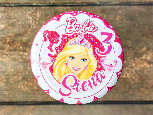 Personalisiertes Barbie-Geburtstagsabzeichen | Personalisierte Barbie Pin | Feier-Taste