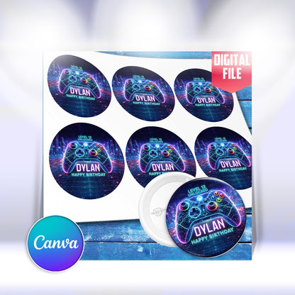 Custom Gaming Birthday Button Pin – Level Unlocked Party Favor