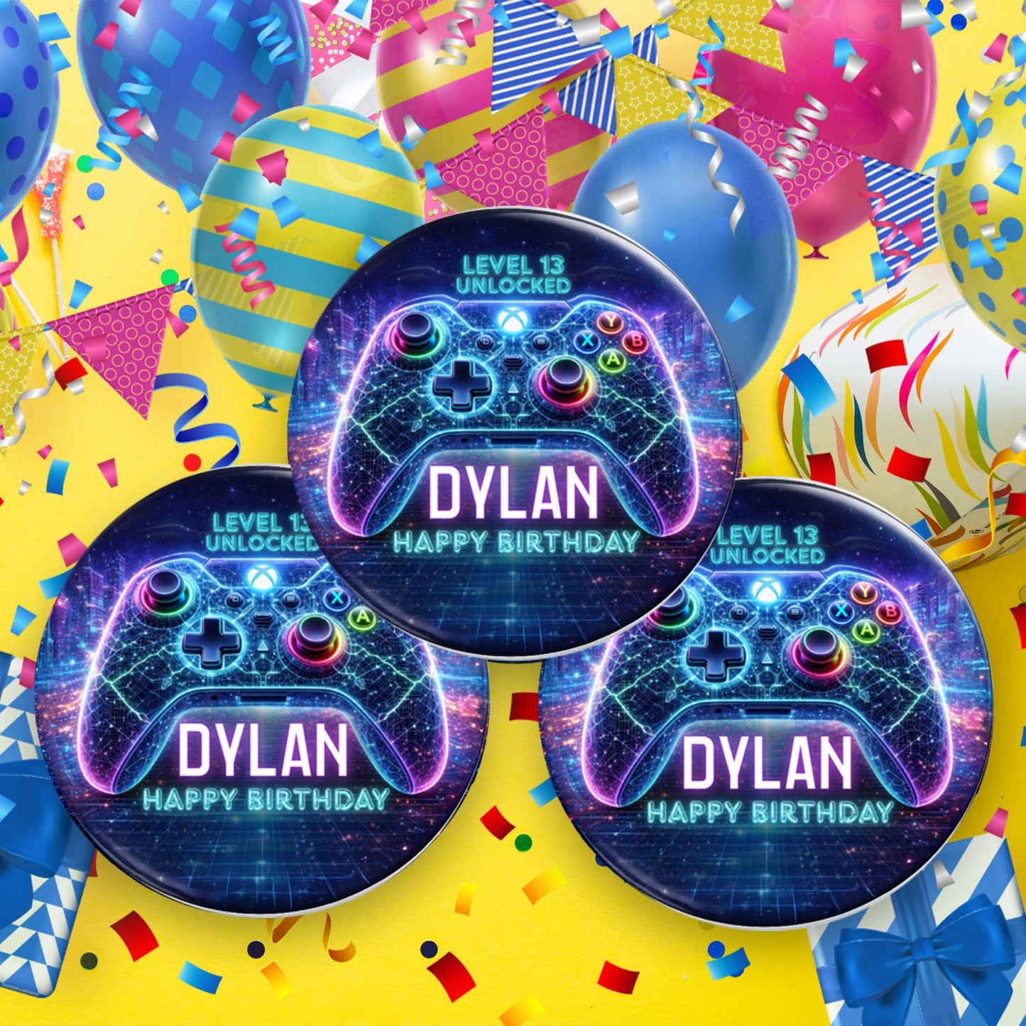 Custom Gaming Birthday Button Pin – Level Unlocked Party Favor