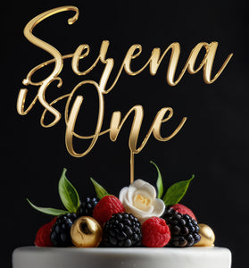 Custom Gold or Silver Mirror Acrylic Cake Topper | 1st Birthday Decoration | First Year Celebration