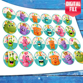 Monster Birthday Cupcake Toppers cake topper digital file – custom name and age for birthday cake