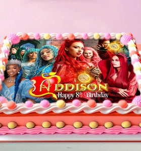 Descendants Birthday Cake Topper – Edible Image for Kids Party – Villains School Theme – Wafer, Sugar Sheet, Chocotransfer