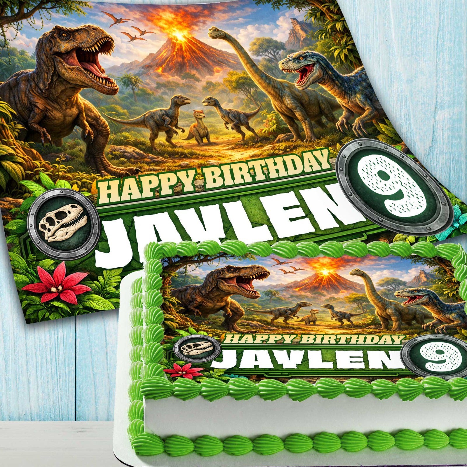 dinosaur birthday edible cake topper personalized