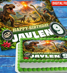 dinosaur birthday edible cake topper personalized