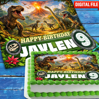 dinosaur birthday edible cake topper personalized