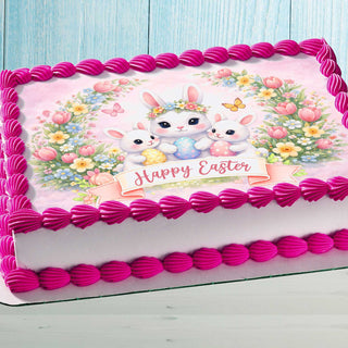 Easter Cake Topper – Bunny Family Edible Image Decoration