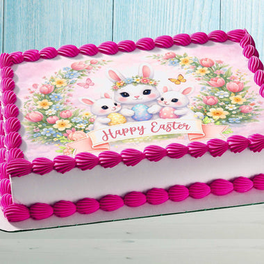 Easter Cake Topper – Bunny Family Edible Image Decoration