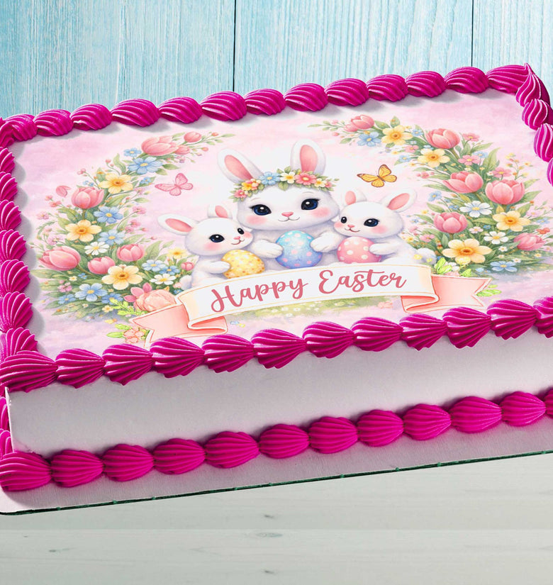 Easter Cake Topper – Bunny Family Edible Image Decoration