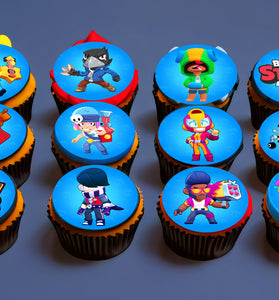 Edible Brawl Stars cupcake toppers with personalization 24 ready-made pieces - on waffle paper, sugar sheet or no-cut Chocotransfer