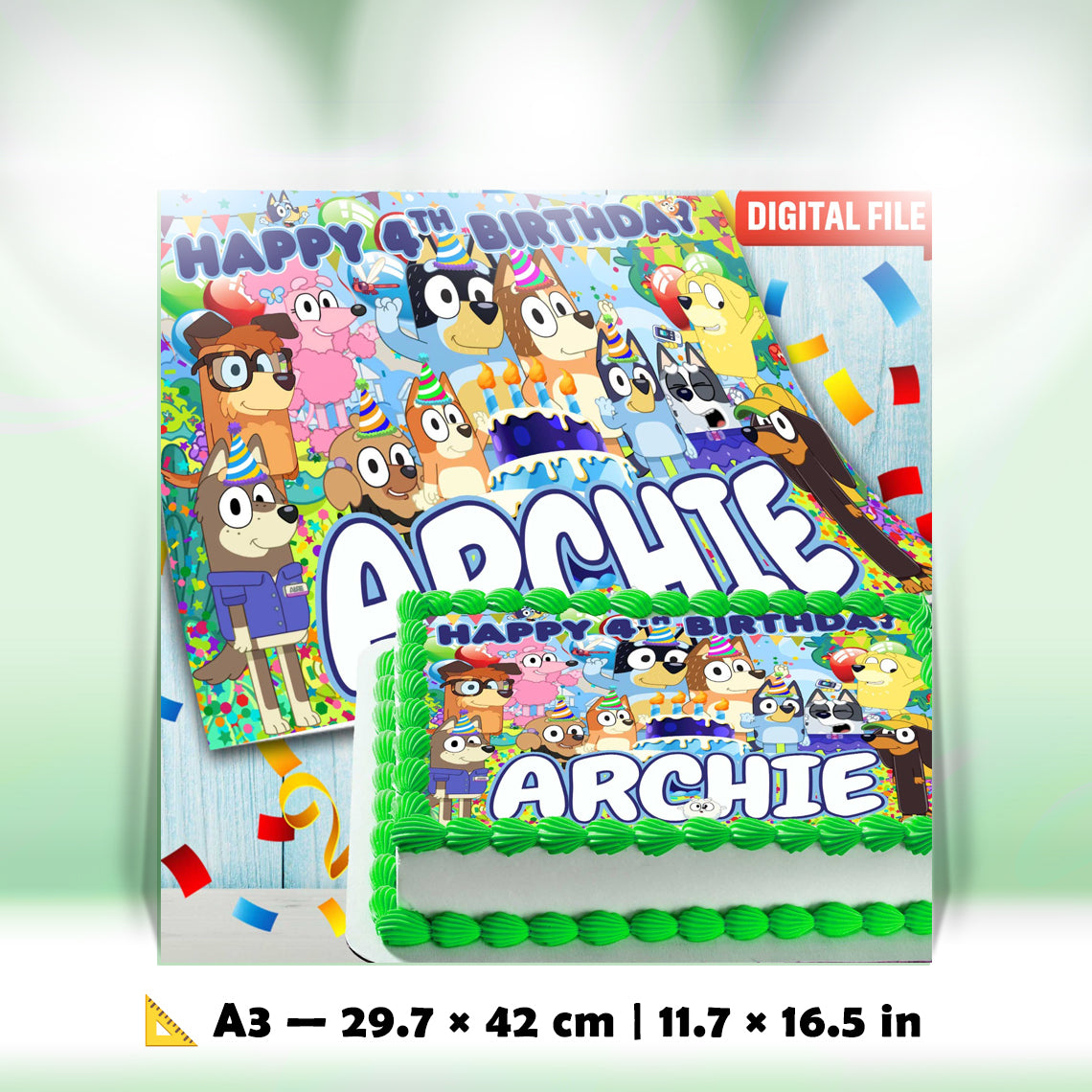 Bluey Birthday Cake Topper – Edible Image for Kids Party Cake