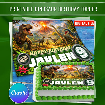 dinosaur birthday edible cake topper personalized