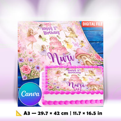 Custom fairy cake topper with name ready to place on birthday cake