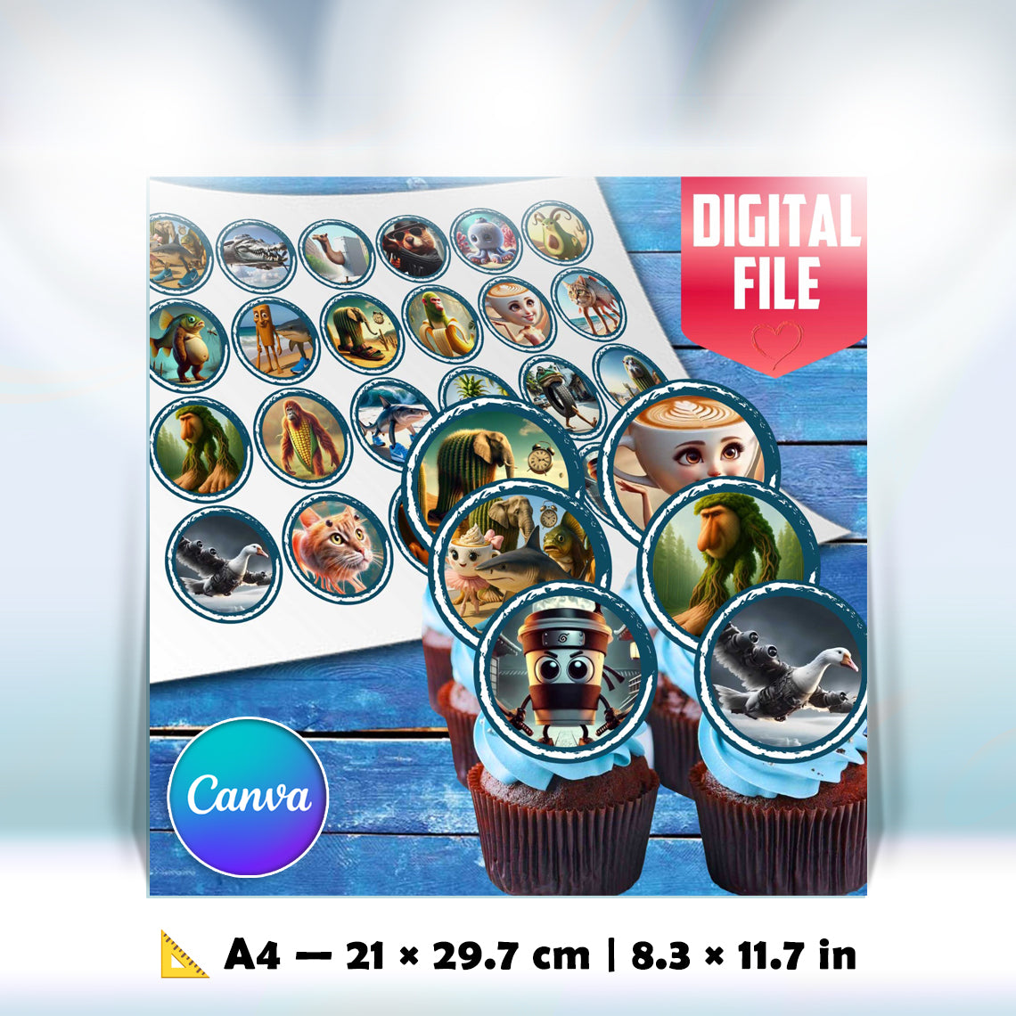 24 Funny Italian Meme Edible Cupcake Toppers – Precut on Wafer Paper, Sugar Sheet, or Uncut Chocotransfer