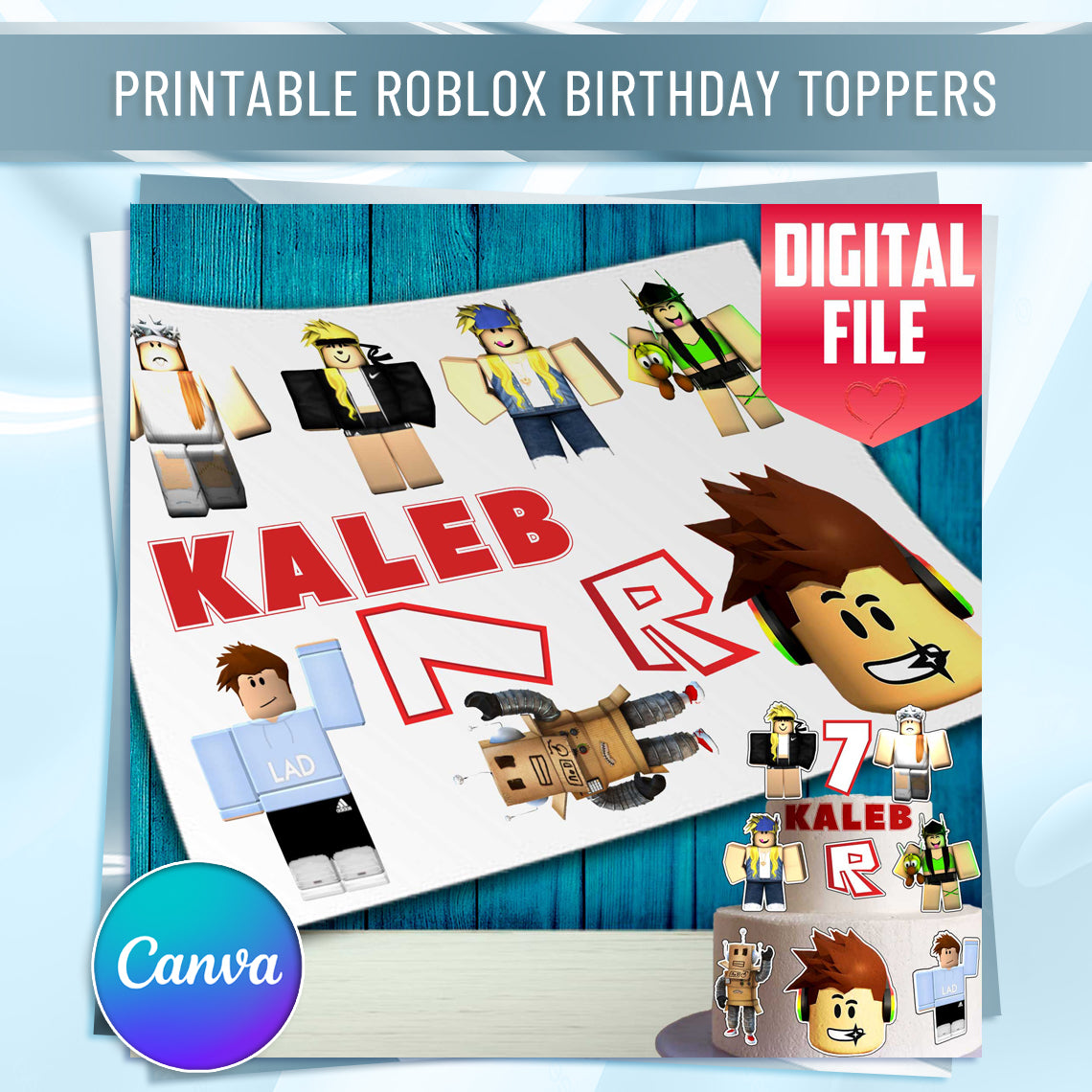 Roblox Edible Cake Toppers - Precut on Wafer Paper, Sugar Sheet, or without cutting Chocotransfer (Set of 10)