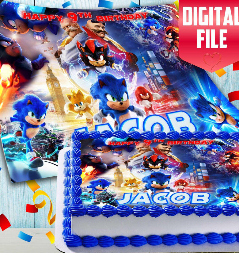 Blue speed hero themed digital cake topper template for DIY printing