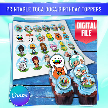 Toca Life Edible Cupcake Toppers - 24 Pre-Cut Pieces on Wafer Paper, Sugar Sheet, or without cutting Chocotransfer