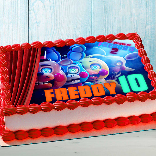 Nalepovací dekorace na dort Five Nights at Freddy's: Jedlá vaflová papírová dekorace, cukrový papír, čokoládový přenos