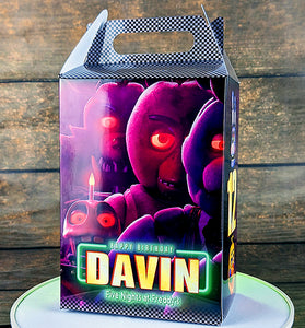 Five Nights at Freddy's Themed Gable Box: Personalized Meal Box for Burger & Fries Party Favors! Perfect for Birthdays, Weddings, and More!
