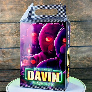Five Nights at Freddy's Themed Gable Box: Personalized Meal Box for Burger & Fries Party Favors! Perfect for Birthdays, Weddings, and More!