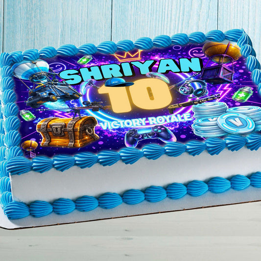 Gaming Birthday Cake Topper – Battle Party Edible Image with Name & Age