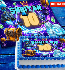 Gaming Birthday cake topper digital file – custom name and age for birthday cake