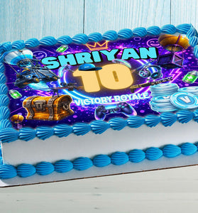 Gaming Birthday Cake Topper – Battle Party Edible Image with Name & Age