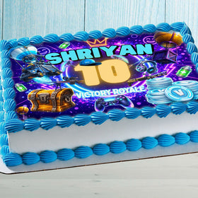 Gaming Birthday Cake Topper – Battle Party Edible Image with Name & Age