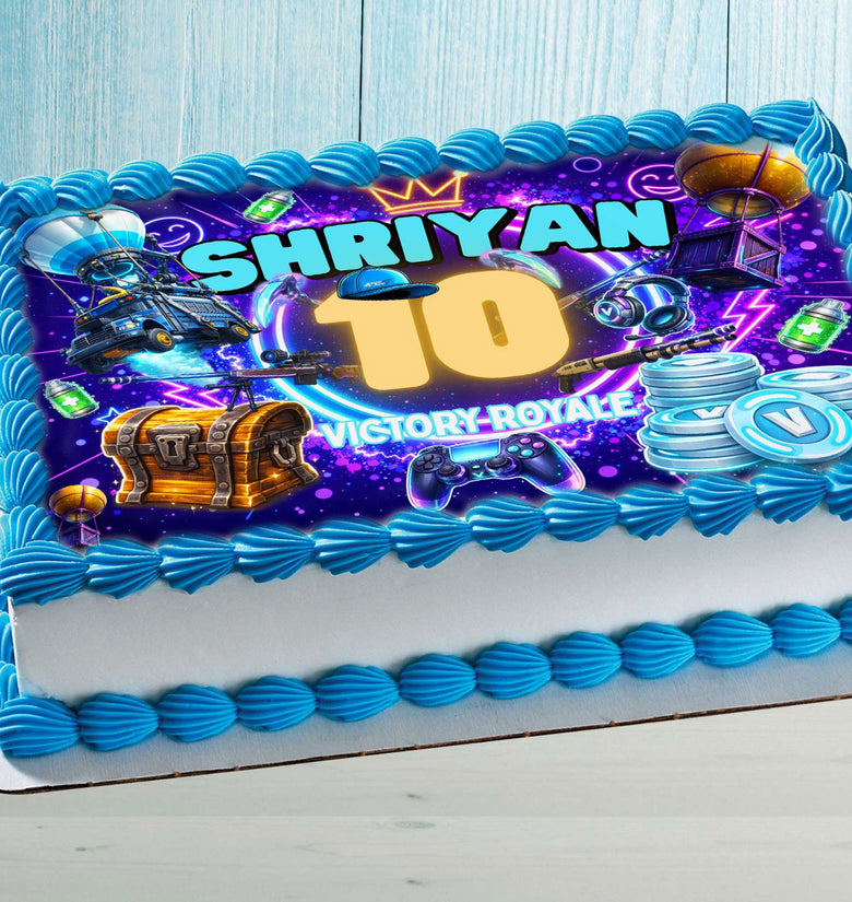 Gaming Birthday Cake Topper – Battle Party Edible Image with Name & Age