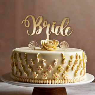Gold or Silver Mirror Acrylic Bride Cake Topper, Wedding Cake Decoration