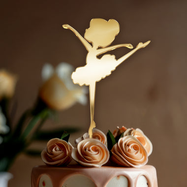 Gold or Silver Mirror Acrylic Cake Topper | Ballerina Decoration