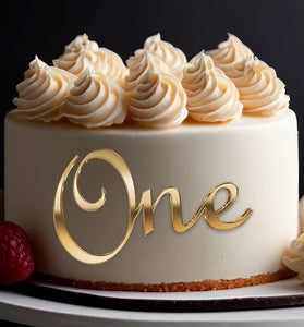 Gold or Silver Mirror Acrylic "One" Cake Topper | 1st Birthday Cake Decoration | First Year Celebration Topper