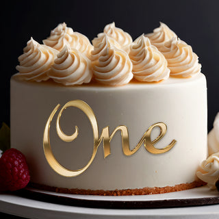 Gold or Silver Mirror Acrylic "One" Cake Topper | 1st Birthday Cake Decoration | First Year Celebration Topper