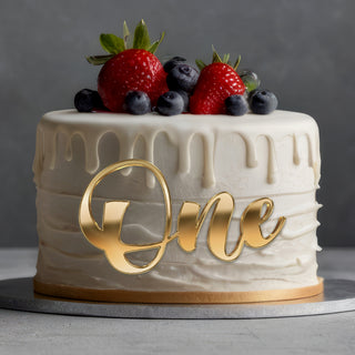 Gold or Silver Mirror Acrylic "One" Cake Topper | 1st Birthday Cake Decoration | First Year Celebration Topper