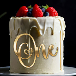 Gold or Silver Mirror Acrylic "One" Cake Topper | 1st Birthday Cake Decoration | First Year Celebration Topper