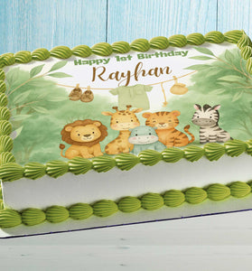 Jungle Baby Cake Topper – Edible Image for 1st Birthday Safari Party