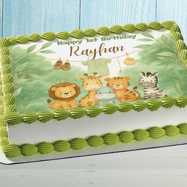 Jungle Baby Cake Topper – Edible Image for 1st Birthday Safari Party