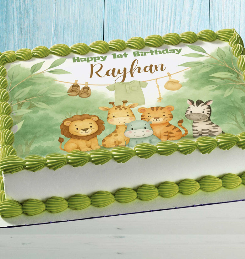 Jungle Baby Cake Topper – Edible Image for 1st Birthday Safari Party