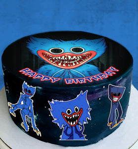 Set of 4 Huggy Wuggy Edible Cake Toppers - Precut on Wafer Paper, Sugar Sheet, or without cutting Chocotransfer