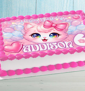 Kitten Birthday Cake Topper – Personalized Edible Image with Name & Age
