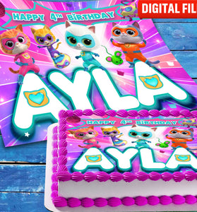 Ghost-Spider Kitty Superhero Birthday cake topper digital file – custom name and age for birthday cake