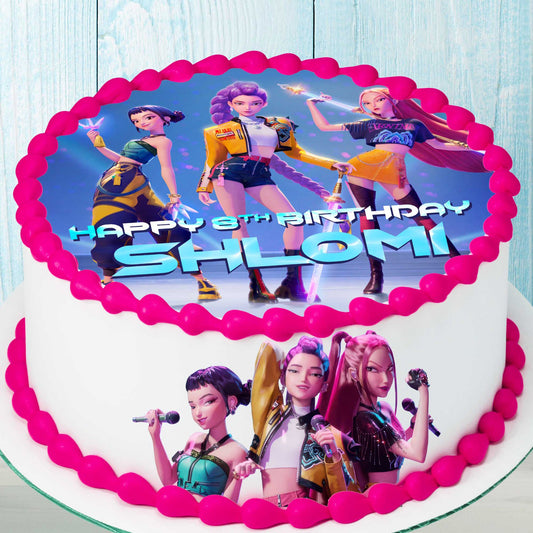 Kpop Idol Demon Hunters Cake Topper – Precut Edible Wafer, Sugar Sheet or Chocotransfer – Anime Style Birthday Decoration