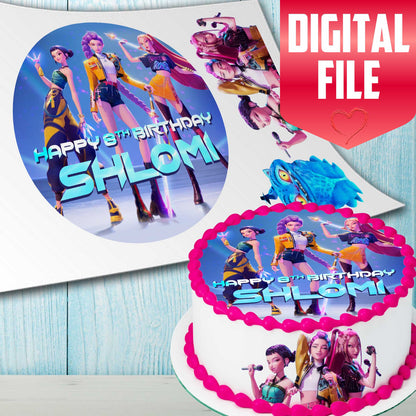 K-Pop Anime Inspired Cake Topper – Precut Edible Image on Wafer, Sugar Sheet or Chocotransfer