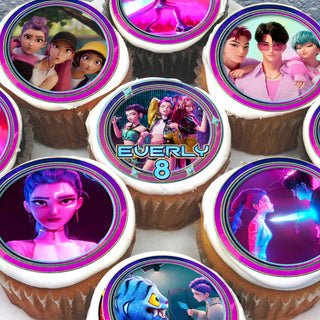 Kpop Idol Demon Hunters Cupcake Toppers – Precut Edible Wafer, Sugar Sheet or Chocotransfer