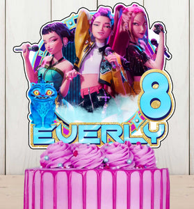 Kpop Idol Demon Hunters Inspired Cake Topper: Custom Name & Age