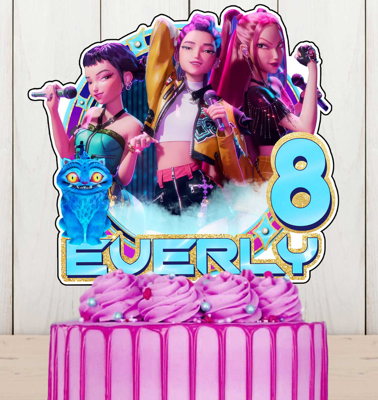 Kpop Idol Demon Hunters Inspired Cake Topper: Custom Name & Age