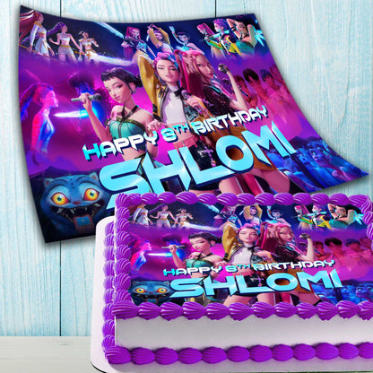 Kpop Idol & Demon Hunters Cake Topper – Edible Birthday Decoration – Anime Style – Wafer, Sugar Sheet, Chocotransfer