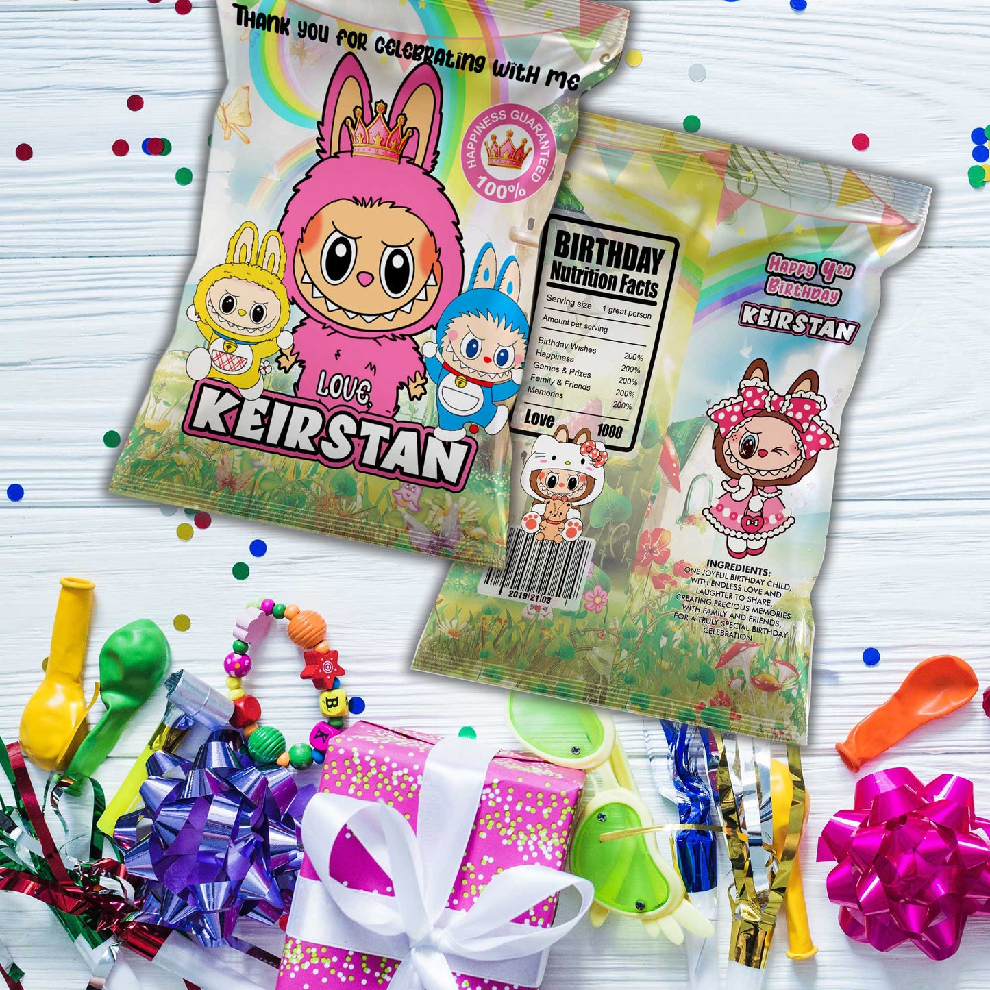 Labubu Party Snack Bags - Personalized Birthday Favors - Custom Treat Bags for Kids Celebrations