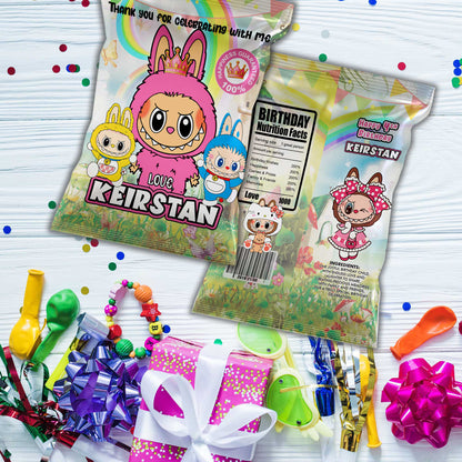 Labubu Party Snack Bags - Personalized Birthday Favors - Custom Treat Bags for Kids Celebrations