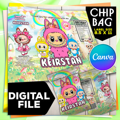 Labubu Party Snack Bags - Personalized Birthday Favors - Custom Treat Bags for Kids Celebrations