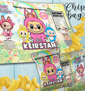 Labubu Party Snack Bags - Personalized Birthday Favors - Custom Treat Bags for Kids Celebrations